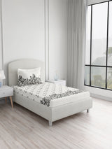 Valatia 100% Cotton Single Bedsheet with 1 Pillow Cover | 200 TC White Floral Bedsheet Set