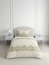 Valatia 100% Cotton Single Bedsheet with 1 Pillow Cover | 200 TC Cream Floral Bedsheet Set