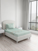 Valatia 100% Cotton Single Bedsheet with 1 Pillow Cover | 200 TC Blue Floral Bedsheet Set
