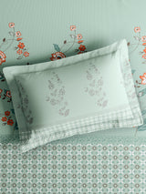 Valatia 100% Cotton Single Bedsheet with 1 Pillow Cover | 200 TC Blue Floral Bedsheet Set