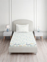 Valatia 100% Cotton Single Bedsheet with 1 Pillow Cover | Multicolor Geometrical 200 TC Bedsheet Set