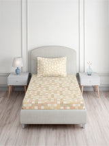 Valatia 100% Cotton Single Bedsheet with 1 Pillow Cover | Multicolor Geometrical 200 TC Bedsheet Set