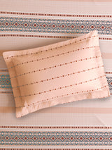 Valatia 100% Cotton Single Bedsheet with 1 Pillow Cover | Peach Geometrical 200 TC Bedsheet Set