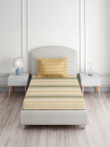 Valatia 100% Cotton Single Bedsheet with 1 Pillow Cover | Yellow Geometrical 200 TC Bedsheet Set