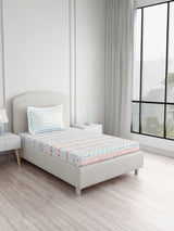 Valatia 100% Cotton Single Bedsheet with 1 Pillow Cover | Blue Geometrical 200 TC Bedsheet Set