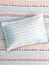 Valatia 100% Cotton Single Bedsheet with 1 Pillow Cover | Blue Geometrical 200 TC Bedsheet Set