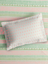 Valatia 100% Cotton Single Bedsheet with 1 Pillow Cover | Green Geometrical 200 TC Bedsheet Set