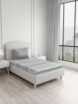 Valatia 100% Cotton Single Bedsheet with 1 Pillow Cover | Grey Geometrical 200 TC Bedsheet Set