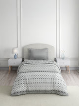 Valatia 100% Cotton Single Bedsheet with 1 Pillow Cover | Grey Geometrical 200 TC Bedsheet Set