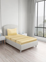 Valatia 100% Cotton Single Bedsheet with 1 Pillow Cover | Yellow Geometrical 200 TC Bedsheet Set