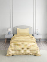 Valatia 100% Cotton Single Bedsheet with 1 Pillow Cover | Yellow Geometrical 200 TC Bedsheet Set