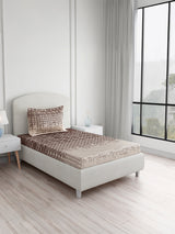 Valatia 100% Cotton Single Bedsheet with 1 Pillow Cover | Brown Geometrical 200 TC Bedsheet Set