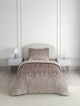 Valatia 100% Cotton Single Bedsheet with 1 Pillow Cover | Brown Geometrical 200 TC Bedsheet Set