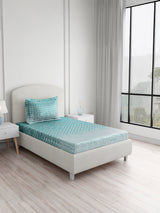 Valatia 100% Cotton Single Bedsheet with 1 Pillow Cover | Blue Geometrical 200 TC Bedsheet Set