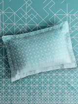 Valatia 100% Cotton Single Bedsheet with 1 Pillow Cover | Blue Geometrical 200 TC Bedsheet Set