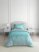 Valatia 100% Cotton Single Bedsheet with 1 Pillow Cover | Blue Geometrical 200 TC Bedsheet Set
