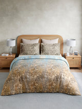 Vivara 100% Cotton King Bedsheet with 2 Pillow Covers | Blue & Grey Floral Digitally Printed Bedsheet Set