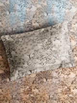 Vivara 100% Cotton King Bedsheet with 2 Pillow Covers | Blue & Grey Floral Digitally Printed Bedsheet Set