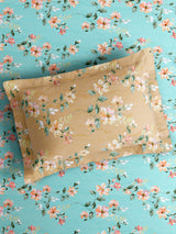Vivara 100% Cotton King Bedsheet with 2 Pillow Covers | Blue Floral Digitally Printed Bedsheet Set