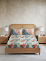 Vivara 100% Cotton King Bedsheet with 2 Pillow Covers | Multicolor Geometric Digitally Printed Bedsheet Set