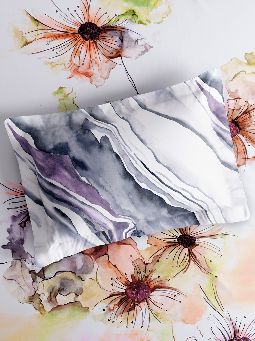 Vivara 100% Cotton King Bedsheet with 2 Pillow Covers | White Floral Digitally Printed Bedsheet Set