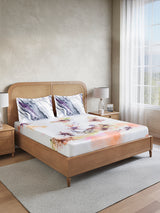 Vivara 100% Cotton King Bedsheet with 2 Pillow Covers | White Floral Digitally Printed Bedsheet Set