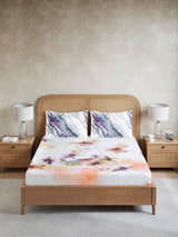 Vivara 100% Cotton King Bedsheet with 2 Pillow Covers | White Floral Digitally Printed Bedsheet Set