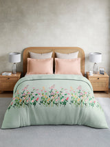 Vivara 100% Cotton King Bedsheet with 2 Pillow Covers | Blue Floral Digitally Printed Bedsheet Set