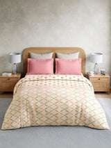 Vivara 100% Cotton King Bedsheet with 2 Pillow Covers | Peach & Pink Floral Digitally Printed Bedsheet Set