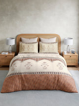 Vivara 100% Cotton King Bedsheet with 2 Pillow Covers | Brown Floral Digitally Printed Bedsheet Set