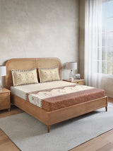 Vivara 100% Cotton King Bedsheet with 2 Pillow Covers | Brown Floral Digitally Printed Bedsheet Set