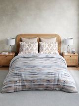 Vivara 100% Cotton King Bedsheet with 2 Pillow Covers | Grey Abstract Digitally Printed Bedsheet Set