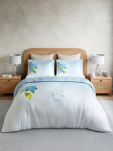 Vivara 100% Cotton King Bedsheet with 2 Pillow Covers | Blue Floral Digitally Printed Bedsheet Set