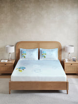Vivara 100% Cotton King Bedsheet with 2 Pillow Covers | Blue Floral Digitally Printed Bedsheet Set