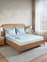 Vivara 100% Cotton King Bedsheet with 2 Pillow Covers | Blue Floral Digitally Printed Bedsheet Set