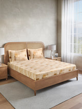 Vivara 100% Cotton King Bedsheet with 2 Pillow Covers | Beige Stripes Digitally Printed Bedsheet Set