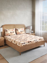 Vivara 100% Cotton King Bedsheet with 2 Pillow Covers | Brown Geometric Digitally Printed Bedsheet Set