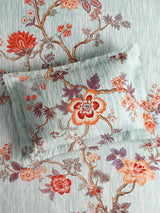Vivara 100% Cotton King Bedsheet with 2 Pillow Covers | Blue Floral Digitally Printed Bedsheet Set