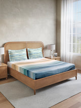 Vivara 100% Cotton King Bedsheet with 2 Pillow Covers | Blue Stripes Digitally Printed Bedsheet Set