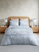 Vivara 100% Cotton King Bedsheet with 2 Pillow Covers | Blue Floral Digitally Printed Bedsheet Set