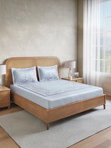 Vivara 100% Cotton King Bedsheet with 2 Pillow Covers | Blue Floral Digitally Printed Bedsheet Set