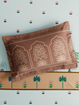 Embrace 100% Cotton King Bedsheet with 2 Pillow Covers | Brown & Blue Floral Bedsheet Set