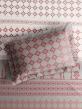 Embrace 100% Cotton King Bedsheet with 2 Pillow Covers | Grey Ethnic Print Bedsheet Set