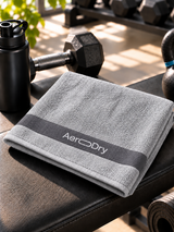 AeroDry 550 GSM 100% Cotton Reversible Sport Towel - Grey, 50 x 100 cm