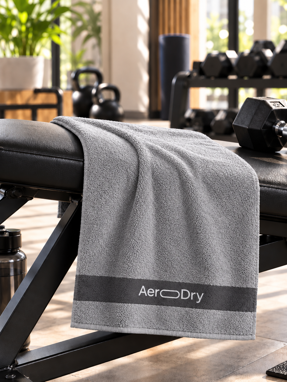 AeroDry 550 GSM 100% Cotton Reversible Sport Towel - Grey, 50 x 100 cm