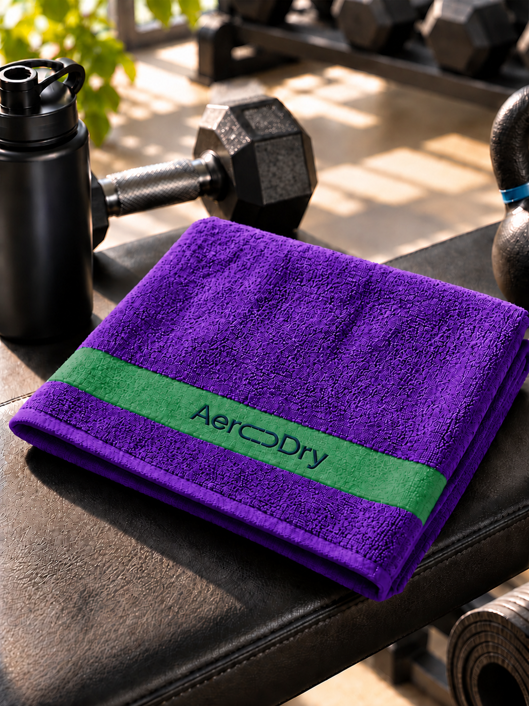 AeroDry 550 GSM 100% Cotton Reversible Sport Towel - Purple, 50 x 100 cm