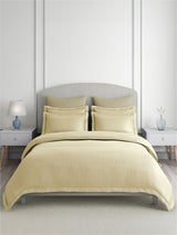 Emblem 100% Cotton 300 TC King Bedsheet with 4 Pillow Covers | Beige Dyed Solid Bedsheet Set