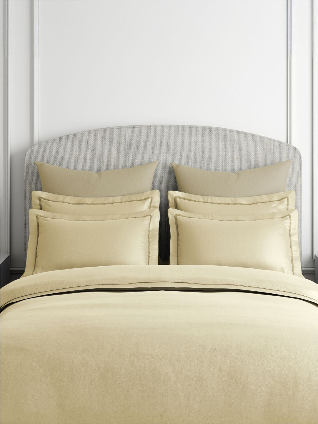 Emblem 100% Cotton 300 TC King Bedsheet with 4 Pillow Covers | Beige Dyed Solid Bedsheet Set
