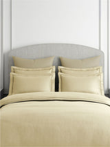 Emblem 100% Cotton 300 TC King Bedsheet with 4 Pillow Covers | Beige Dyed Solid Bedsheet Set