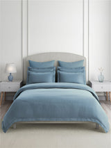 Emblem 100% Cotton 300 TC King Bedsheet with 4 Pillow Covers | Blue Dyed Solid Bedsheet Set